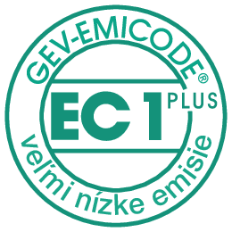 veľmi nízky obsah prchavých látok (VOC), GEV, EMICODE EC1-PLUS.