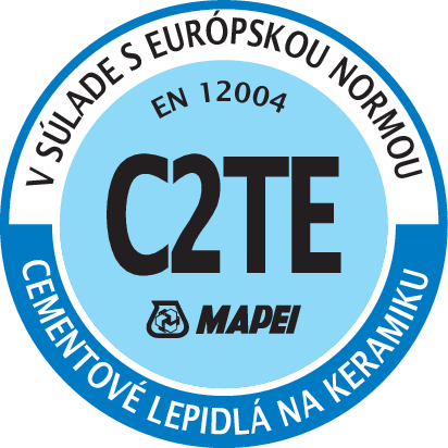 Klasifikácia podľa EN 12004 trieda lepidla C2TE špeciálne (2) cementové (C) lepidlo so zníženým sklzom (T) a predĺženou dobou zavädnutia (E)