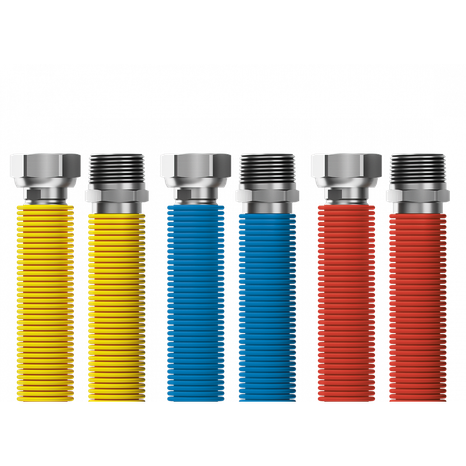 MERABELL set 3ks hadica voda / plyn rozťahovacia modrá, červená a žltá Flexi R1/2"- G1/2" - 300/600 mm